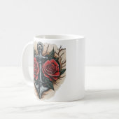 Neo-Traditionelle Rose und Anchor Tattoo Kaffeetasse (Vorderseite Links)