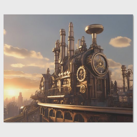 Neo-Viktorianische Steampunk-Power-Pflanze Geschenkpapier (Flach)