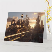 Neo-Viktorianischer Dampfzug | Karte (Gelbe Blume)