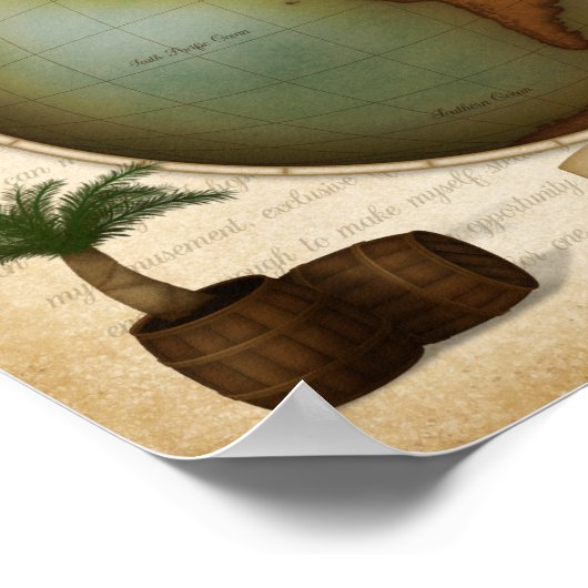 Neo-Viktorianischer Weltreiseratlas Steampunk Poster (Ecke)