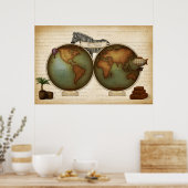 Neo-Viktorianischer Weltreiseratlas Steampunk Poster (Küche)