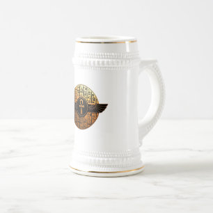 NeoAnkh 3D geflügeltes Ankh & Hieroglyphen aus Gol Bierglas