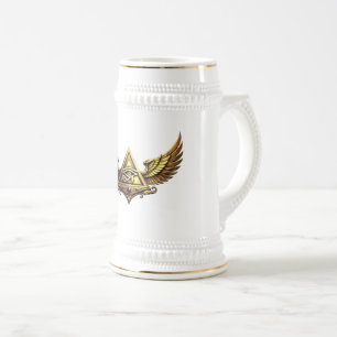 NeoAnkh 3D Golden Auge des Horus & geflügelte Py Bierglas