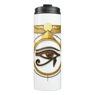 NeoAnkh 3D Golden Auge des Horus geflügelte Sonnen Thermosbecher