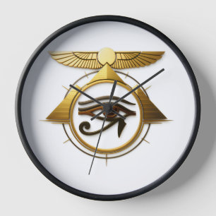 NeoAnkh 3D Golden Horusauge geflügelte Sonnenschei Uhr