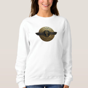 NeoAnkh 3D Golden Winged Ankh & Hieroglyphen-Schei Sweatshirt