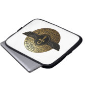 NeoAnkh 3D Golden Winged Ankh & Hieroglyphs Laptopschutzhülle (Vorne Knopf)