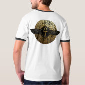 NeoAnkh 3D Golden Winged Ankh & Hieroglyphs T-Shirt (Schwarz voll)