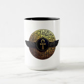 NeoAnkh 3D Golden Winged Ankh & Hieroglyphs Tasse (Zentrum)