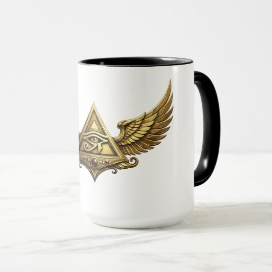 NeoAnkh Egyptian Eye of Horus Gold Winged Pyramid Tasse (VorderseiteRechts)