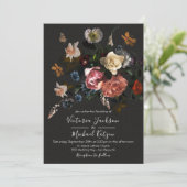 Neoklassische Bläserdark & Moody Wedding Einladung (Stehend Vorderseite)