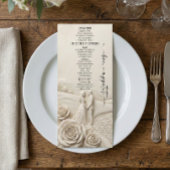 Neoklassische Cream-Garten-Romanze-Hochzeit Menükarte