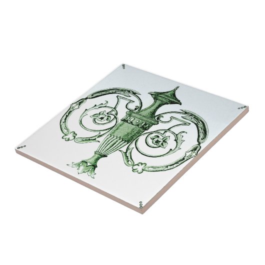 Neoklassische Green Urn 1880s Transferware Repro Fliese (Seite)