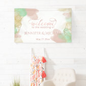 Neomint Blaush Gold Aquarellfarbe geometrisch Banner (Insitu)