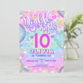 Neon 10. Geburtstag Einladung Doppel Ziffern (Stehend Vorderseite)