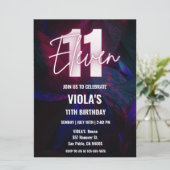 Neon 11. Geburtstag Einladung (Stehend Vorderseite)
