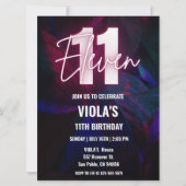 Neon 11. Geburtstag Einladung (Vorderseite)