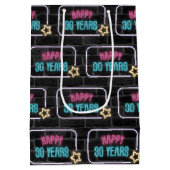 Neon 30. Geburtstag Sign On Brick Mittlere Geschenktüte (Rückseite)