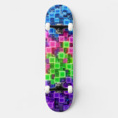 Neon 3D Cube Skateboard - Elektrisches Blau Pink (Vorderseite)