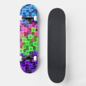Neon 3D Cube Skateboard - Elektrisches Blau Pink (Vorderseite)