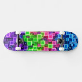 Neon 3D Cube Skateboard - Elektrisches Blau Pink (Horizontal)