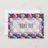 Neon 3D Puffy Valentines Heart Navy Blue Thank You Karte (Vorderseite)