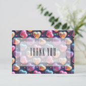 Neon 3D Puffy Valentines Heart Navy Blue Thank You Karte (Stehend Vorderseite)