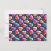 Neon 3D Puffy Valentines Heart Navy Blue Thank You Karte (Rückseite)