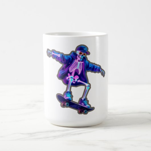 Neon 3D Skeleton Skateboarding – Funny Streetwear  Kaffeetasse (Mittel)