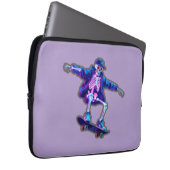 Neon 3D Skeleton Skateboarding – Funny Streetwear Laptopschutzhülle (Vorne Rechts)