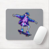 Neon 3D Skeleton Skateboarding – Funny Streetwear Mousepad (Mit Mouse)