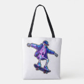 Neon 3D Skeleton Skateboarding – Funny Streetwear Tasche (Rückseite)