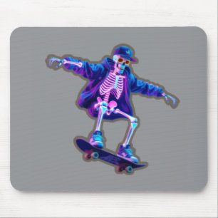 Neon-3D-Skelett-Skateboarding – Lustige Streetwear Mousepad