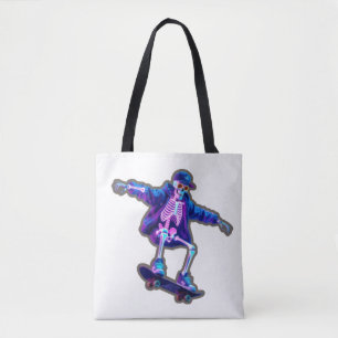 Neon-3D-Skelett-Skateboarding – Lustige Streetwear Tasche