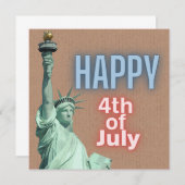 Neon 4. Juli Freiheitsstatue Flat Card (Vorne/Hinten)