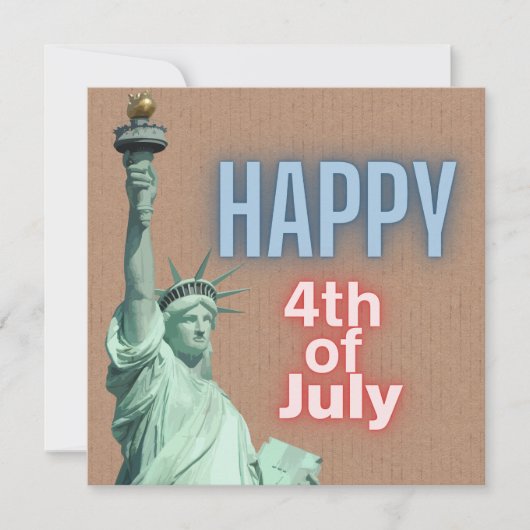 Neon 4. Juli Freiheitsstatue Flat Card (Vorderseite)