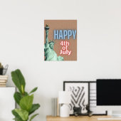 Neon 4. Juli Freiheitsstatue Poster (Heimbüro)