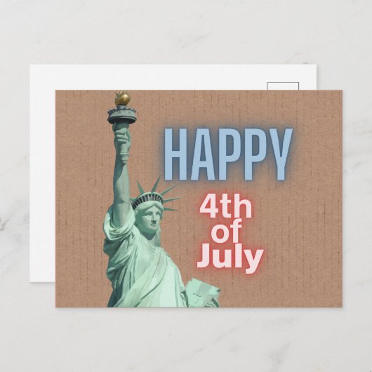 Neon 4. Juli Freiheitsstatue Postkarte (Vorne/Hinten)