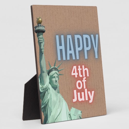 Neon 4. Juli Liberty Statue Tabletop Fotoplatte (Seite)