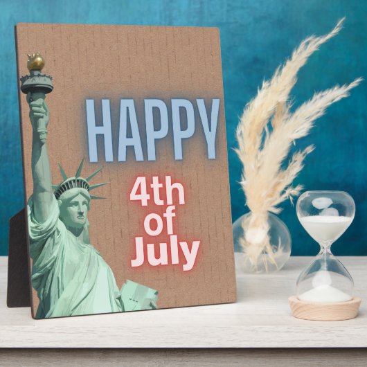Neon 4. Juli Liberty Statue Tabletop Fotoplatte (Seite)