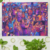 Neon 4th of July Independence Day Celebration Geschirrtuch (Gefaltet)