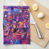 Neon 4th of July Independence Day Celebration Geschirrtuch (Viertel Falte)