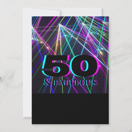 Neon 50. Geburtstagsparty Einladung (Vorderseite)