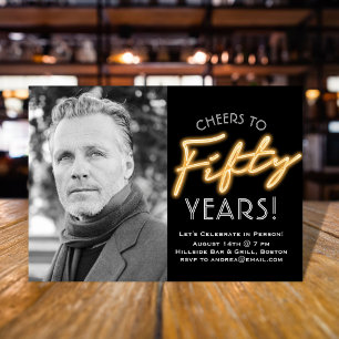 Neon 50 Years Foto Einladung