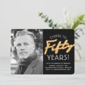 Neon 50 Years Foto Einladung (Stehend Vorderseite)