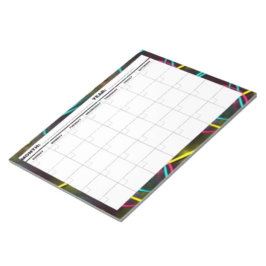 Neon 80er Blank Calendar Notizblock (angewinkelt)