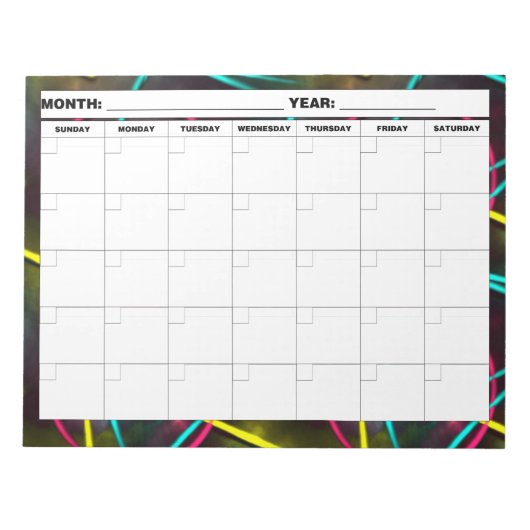 Neon 80er Blank Calendar Notizblock (Vorderseite)