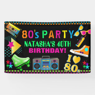 Neon 80er Geburtstagsparty Banner