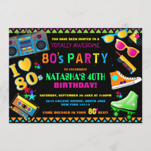 20 Einladungskarten Geburtstag Einladungen Geburtstagseinladungen 80s 80er Disco 