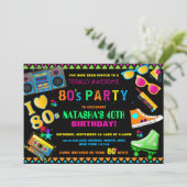Neon 80er Geburtstagsparty Einladung (Stehend Vorderseite)